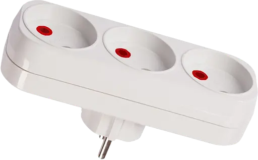 Тройник переходник в розетку LUMANO без заземления белый 16А (18168) - фото 1
