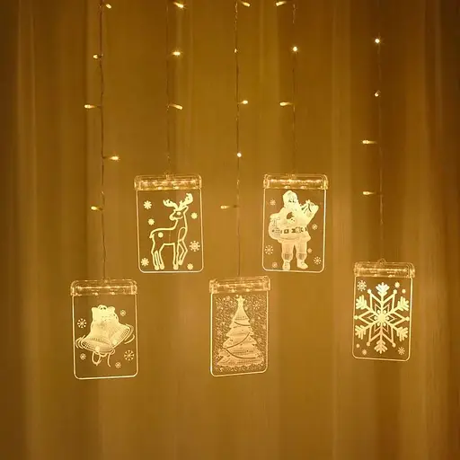 Світлодіодна гірлянда Штора Сurtain Tree Santa Криву довжина 1,5 метра, 8 режимів