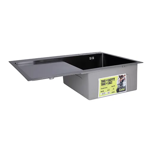 Кухонна мийка інтегрована Lidz Handmade H7849BL крило ліворуч (LDH6545BPVD43623) Brushed Black PVD 3,0/1,0 мм, Чорний - фото 3