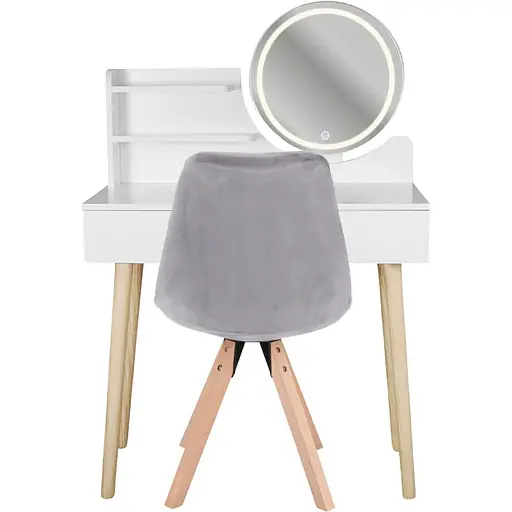 Туалетний столик Jumi Scandi LED + крісло Saida сірий - фото 3