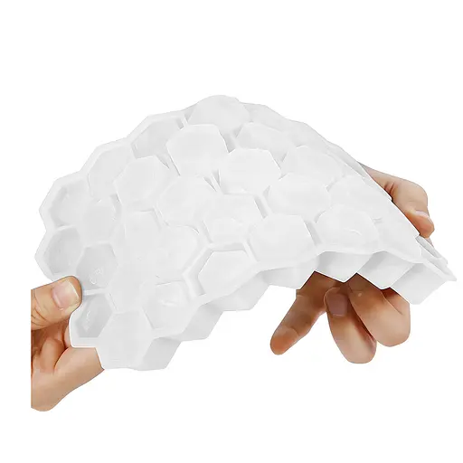 Многоразовая силиконовая форма для приготовления льда с крышкой в виде сот, Kitchen Master Белый 87454 - фото 4