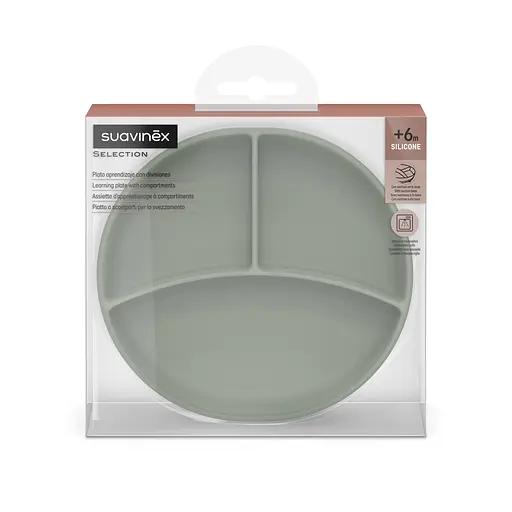 Тарілка силіконова для вводу прикорму на 3 секції Suavinex Colour Essence +6 місяців зелена (402915) - фото 3
