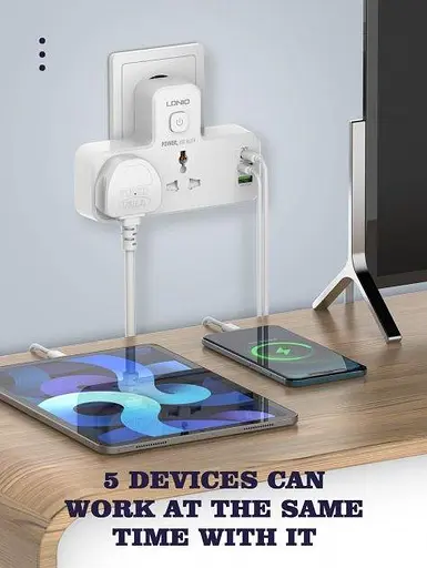 Адаптер разветвитель сетевой LDNIO SC2311 HUB 2 розетки 2 юбки - фото 3