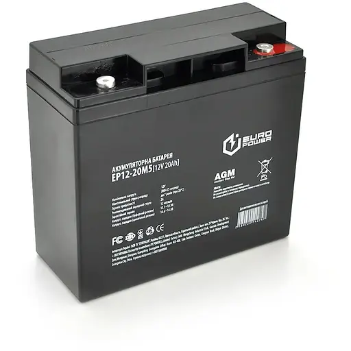 Аккумуляторная батарея EUROPOWER AGM EP12-20M5 12 V 20Ah ( 181 x 76 x 166 (168) ) Black Q4