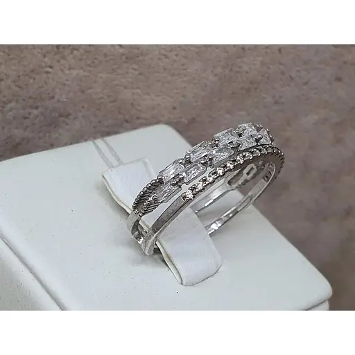 Срібне кільце Імперія золота з фіанітами. КВ1349С 18 - фото 3