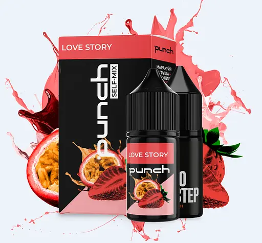 Набор компонентов для самозамеса солевой заправки Punch 15 мл Love Story Клубника маракуя, 0-65 мг (17344)