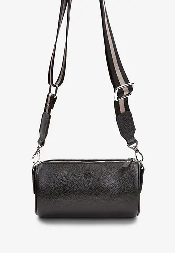 Шкіряна сумка поясна-кроссбоді Cylinder чорна флотар - фото 2