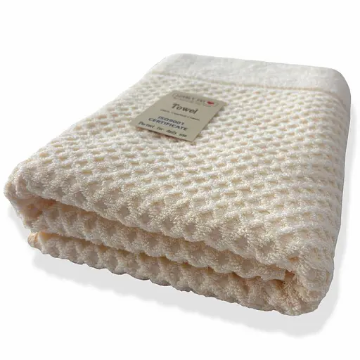 Полотенце банное Lovely Svi хлопок жаккардовый для ванной, гостиниц, СПА - 70 х 140 см. Diamond Grid Кремовый (571124)