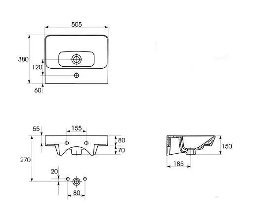 Умывальник мебельный Cersanit Mille Slim 50х38 см K675-004 30412 - фото 4