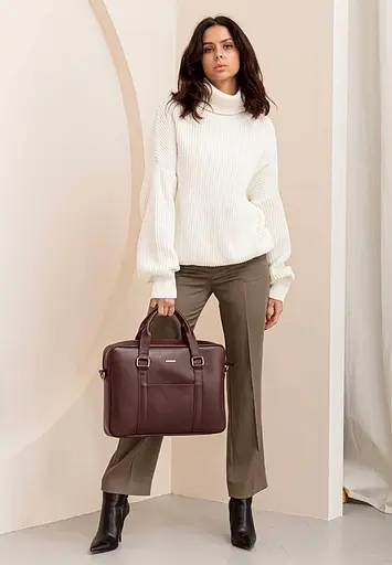 Шкіряна сумка для ноутбука і документів бордова - фото 7