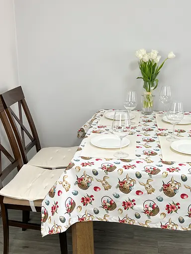 Водоотталкивающая Скатерть Пасхальная корзина 220х140 см (+ 4 салфетки 30х40) - фото 5