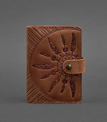 Женская кожаная обложка для паспорта 3.0 Индия коричневая - фото 1