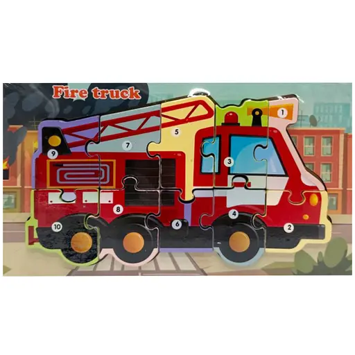 Деревянный пазл-вкладыш "Fire Truck" MD 1924-6, 10 элементов