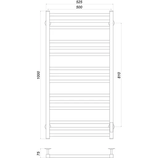 Полотенцесушитель UNIO MS EU 1000-500-15 BLK Модена черная (22548) - фото 4
