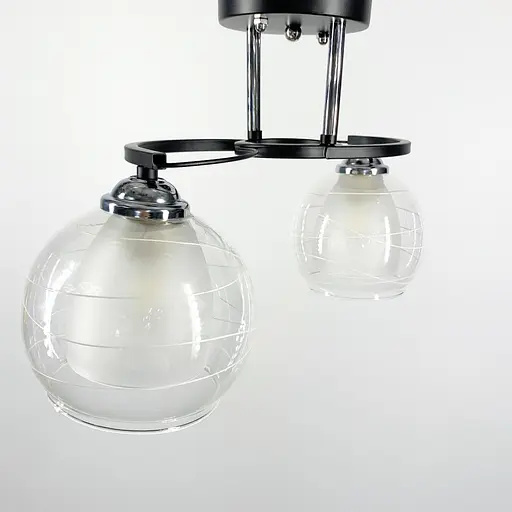 Стельова люстра в чорному корпусі з подвійним плафоном Line.F Кількість ламп 5 - фото 3