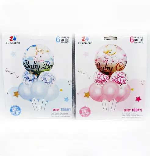 Набір повітряних куль, 6 шт. (1 шт. 45 см + 5 шт. 30 см) (В асортименті) - фото 2