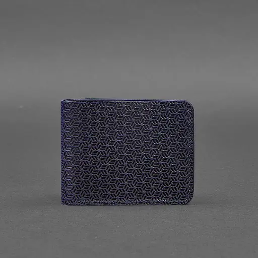 Кожаный портмоне 4.4 (с зажимом) синий Crazy Horse карбон - фото 5