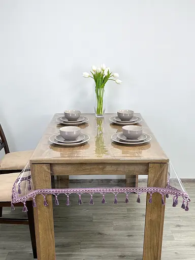 Скатерть силиконовая с фиолетовой бахромой 280х200 см - фото 2