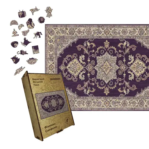 Деревянный пазл Фиалковый Ковер, А2, Картонная коробка 300+ элементов