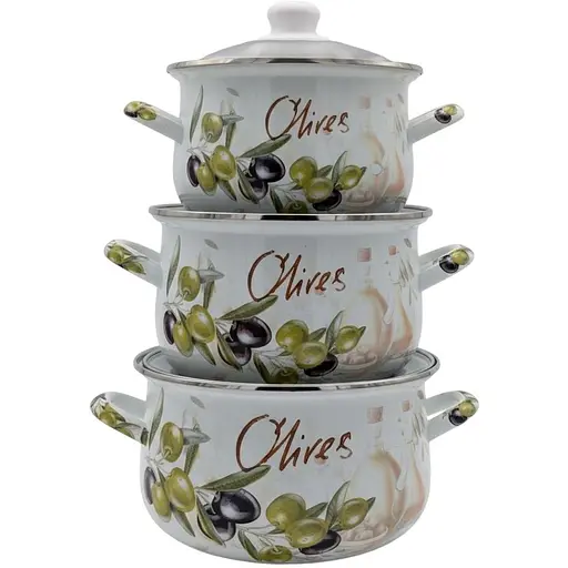 Набор кастрюль Verona эмалированные с крышками 1.6 л, 2.3 л, 3 л (VR-0004-03)