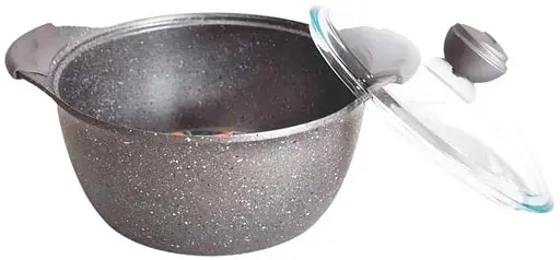 Каструля зі скляною кришкою O.M.S. Collection 3120 з гранітним покриттям 26 см 5.6 л Сірий (Туреччина) - фото 2