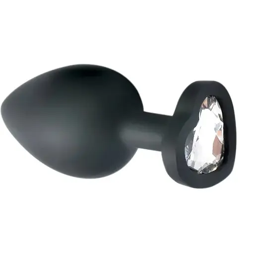 Силіконова анальна пробка з кристалом SKN-KSIL-05M (розмір M), Чорний / Белый