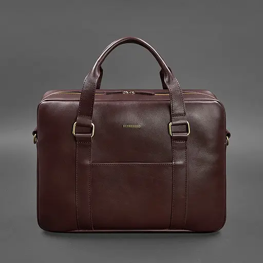 Шкіряна сумка для ноутбука і документів бордова - фото 10