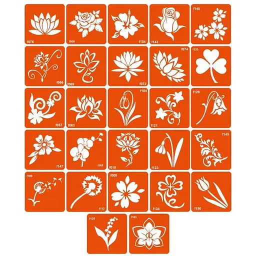 Набір трафаретів для біо-тату F - квіти f_simple_5x5_27_1