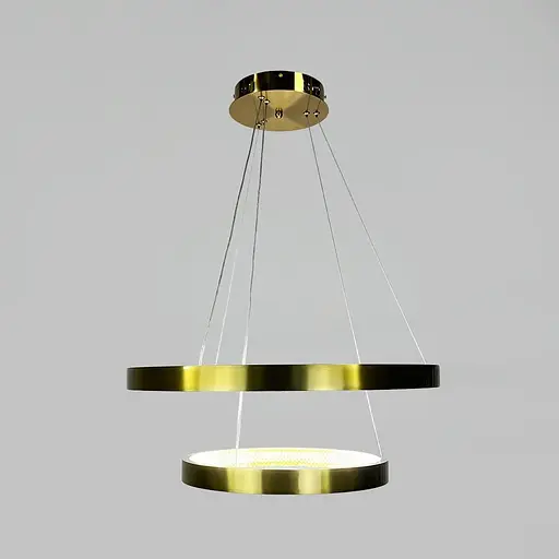 Латунна люстра у формі двох кілець із фактурним розсіювачем Ø 60+40 см | Line F | Арт. JU09N-600+400 AB - фото 5