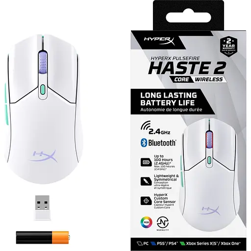 Мышка HyperX Pulsefire Haste 2 Core Wireless White (8R2E7AA) - фото 12