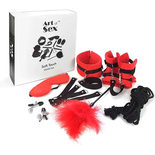 Набір БДСМ Art of Sex - Soft Touch BDSM Set, 9 предметів, Червоний