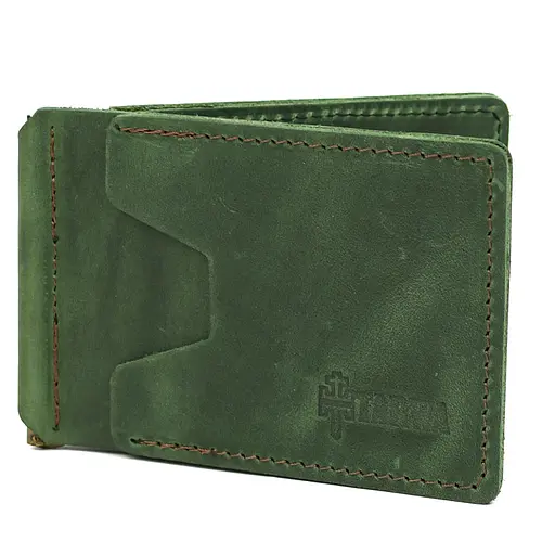Зажим с монеткой кожаный зеленый Tarwa 11.5х8х1 см acs0032186 - фото 7