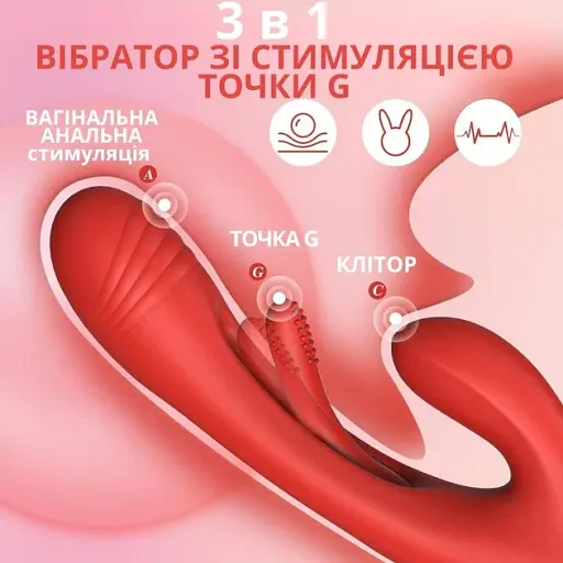 Вибратор I’MCUM G Harmony со стимуляцией точки G и клитора 7 режимов Красный (IM-ZDB261) - фото 3
