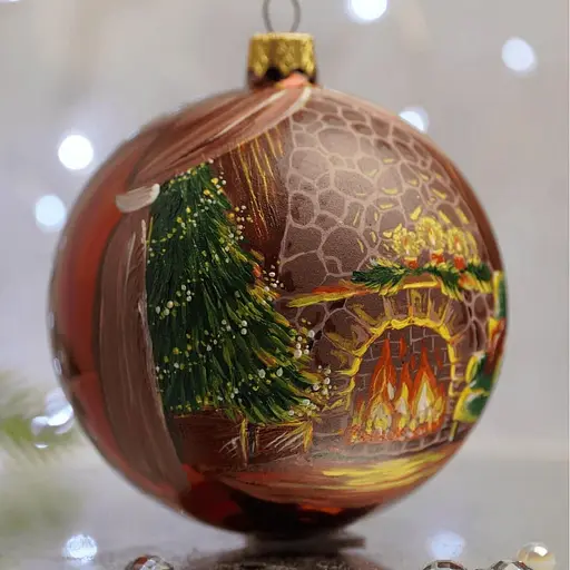 Ялинкова прикраса Санта Шоп Кам'яний камін скло (4820001112566) - фото 2