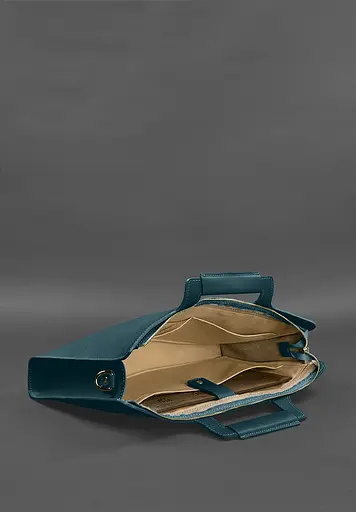 Жіноча шкіряна сумка для ноутбука і документів зелена - фото 5