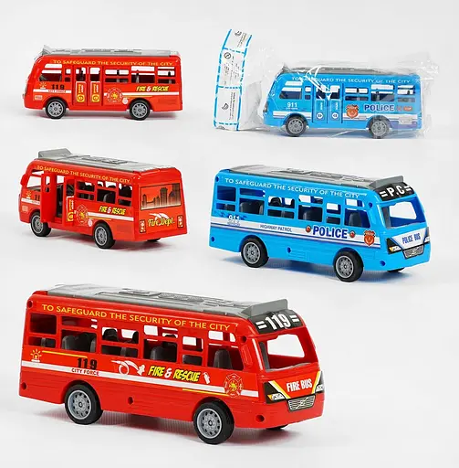 Автобус XY 331-09, инерция, открываются двери, в пакете (6975371112642) МИКС - фото 1