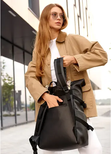 Жіночий рюкзак Sambag RollTop Hacking чорно-сірий 41 x 30 x 16 см (24460130) - фото 11