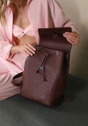 Женский кожаный рюкзак Kim бордовый флотарий - фото 5