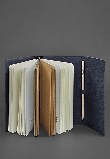 Шкіряний блокнот (Софт-бук) 1.0 Темно-синій Краст - фото 3