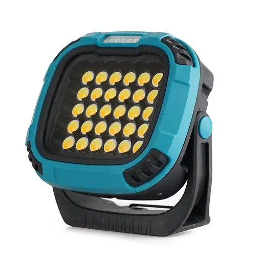 Кемпинговый фонарь W893-1 30COB White+Yellow + 5SMD Red Power Bank 2×18650 Type-C магнит и крючок Синий - фото 2