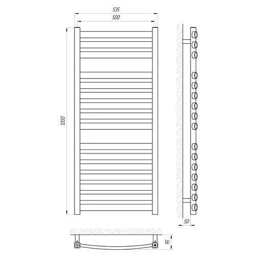Водяна рушникосушка Laris Атлант П16 500x1200 71207673, Хром - фото 2