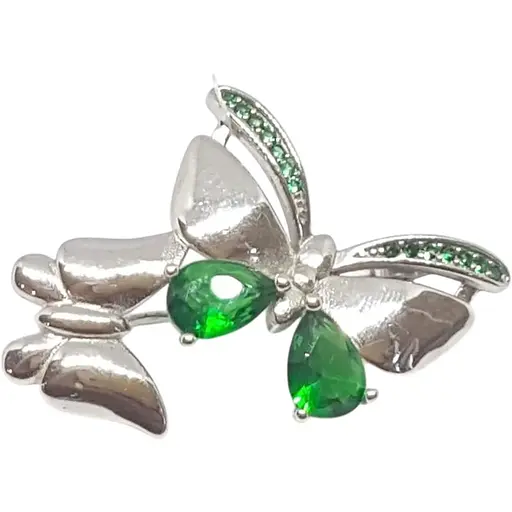 Серебряная брошь Подиум Бабочка с фианитами. TBR0177