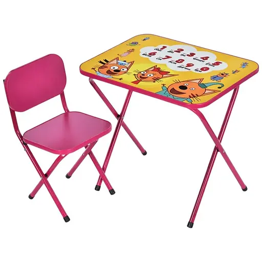 Дитячий столик Bambi M 5965-8 Три кота складний зі стільчиком цифри