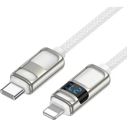 Кабель Hoco U137 Line PD charging data cable with display iP Білий - фото 1