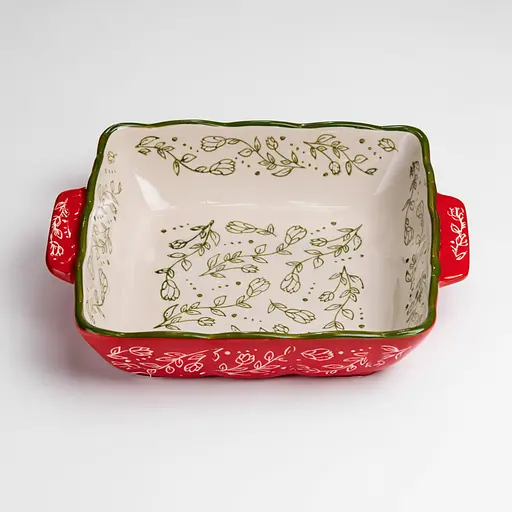 Форма для запекания Yiwu Vintage 20×16.5×4 (см) квадратная форма для выпечки в духовке с ручками Красный HM04-13