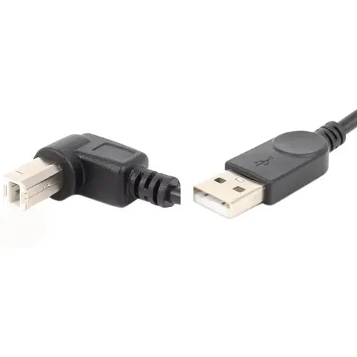 Кабель USB AM-BM 1.0 м угол 90° вниз черный - фото 1