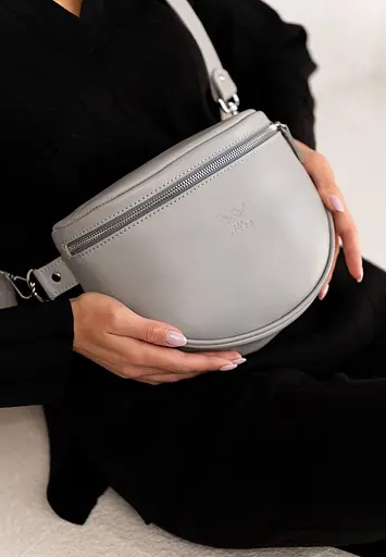 Шкіряна сумка поясна-кроссбоді Vacation сірий краст - фото 2