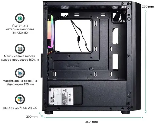 Корпус QUBE BLOCK Black (BLOCK_F5MU3) Без БП - фото 4