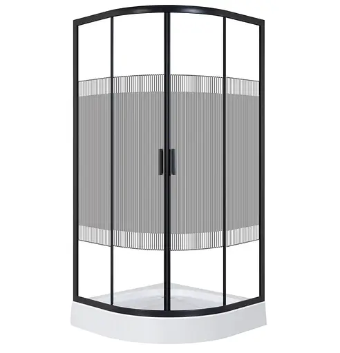 Душевая кабина угловая Eger Tisza 90x90 раздвижная стекло Spagetti мелкий поддон black 599-021-BS, интимато, черный - фото 1