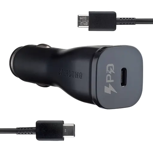 Автомобильное зарядное устройство для Samsung Single Port Car Charger Type-C Port 25W With Cabble Type-C to Type-C High c0py Черный - фото 1